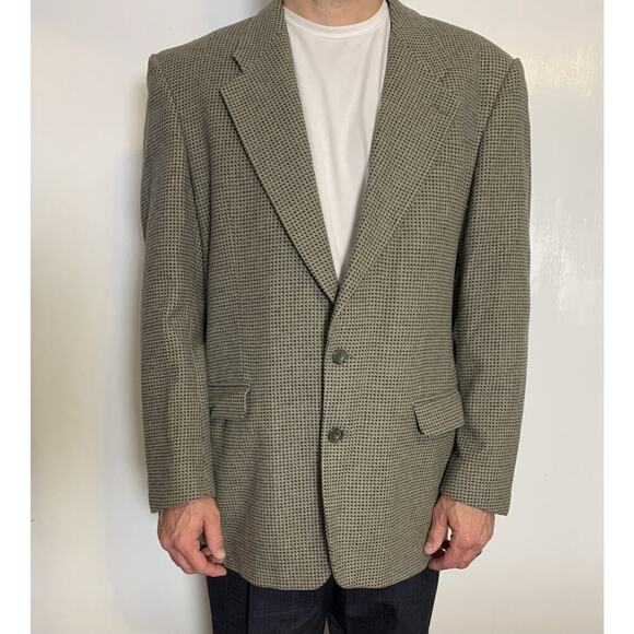 Cashmere Blend Sport Coat Mens Houndstooth Zylos George MACHADO 32L beige/ grey